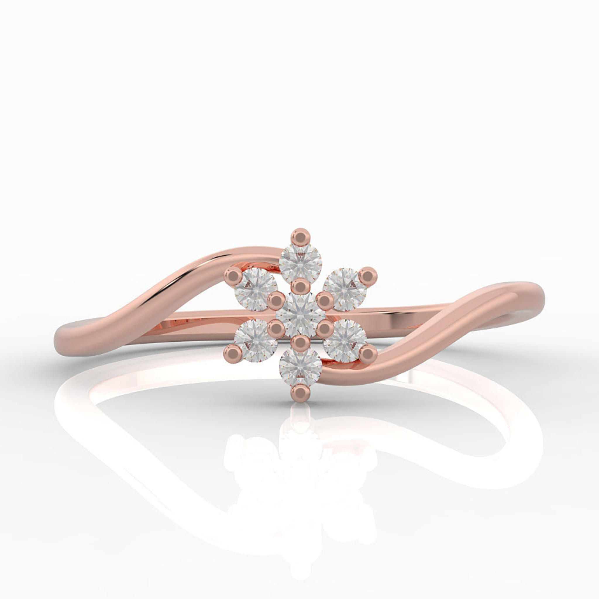 Sparkling Flower Solitaire Ring, Hallmarked 925 Sterling Silver